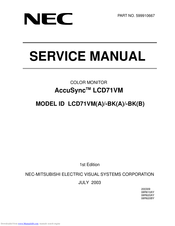 NEC AccuSync LCD71VM Service Manual