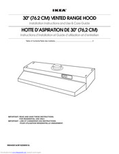 Ikea Vented Range Hood Installation Instructions And Use & Care Manual