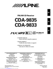 Alpine CDA-9833 Owner's Manual