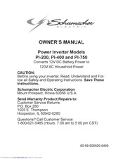 Schumacher Electric PI-200 Owner's Manual