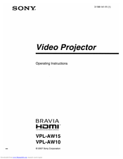 Sony BRAVIA HDMI VPL-AW10 Operating Instructions Manual