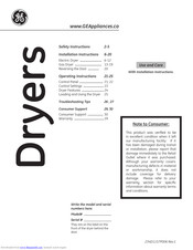 Ge Dryers Use And Care Manual
