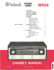 Mcintosh MR66 Owner's Manual