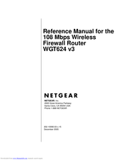 Netgear 108 MBPS WIRELESS WGT624 V3 Reference Manual