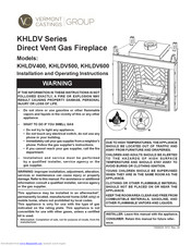 Vermont Castings KHLDV600 Installation And Operating Instructions Manual