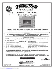 Quadra-Fire REMINGTON QFP40 Operation Manual