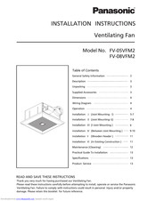 Panasonic WhisperWelcome FV-05VFM2 Installation Instructions Manual