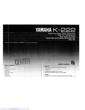 Yamaha K-222 Owner's Manual