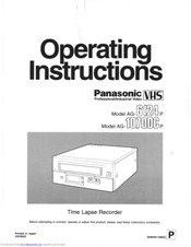 Panasonic AG6124P - TIME LAPSE RECORDER Operating Instructions Manual