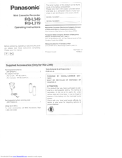 Panasonic RQ-L349 Operating Instructions Manual