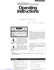 Panasonic WVCP232 - CCD 12V Operating Instructions Manual