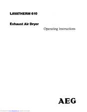 AEG Lavatherm 610 Operating Instructions Manual