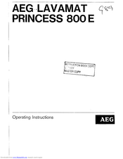 AEG Lavamat Princess 800 E Operating Instructions Manual