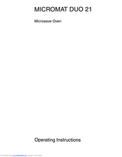 AEG Micromat DUO 21 Operating Instructions Manual