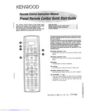 Kenwood Remote control Instruction Manual