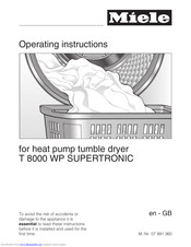 Miele T 8000 WP SUPERTRONIC Operating Instructions Manual