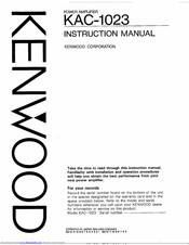 KENWOOD KAC-1023 Instruction Manual