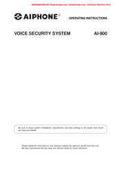 Aiphone AI-900 Operating Instructions Manual