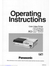 Panasonic AGEP50 - COLOR VIDEO PRINTER Operating Instructions Manual