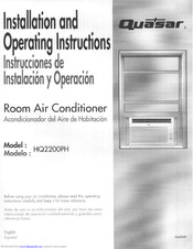 Quasar HQ2200PH Installation And Operating Instructions Manual