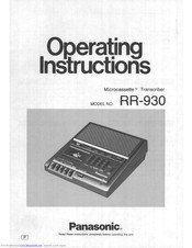 Panasonic RR-930 Operating Instructions Manual