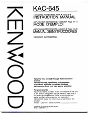 KENWOOD KAC-645 Instruction Manual