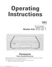 Panasonic AGW3E - VCR-PAL-NTSC Operating Instructions Manual