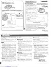 Panasonic SLPH270 - PORT. CD PLAYER Operating Instructions Manual