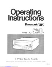 Panasonic AG5210P - HI-FI VIDEO RECORDER Operating Instructions Manual