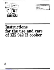 Zanussi ZE 942 R Instructions For Use And Care Manual