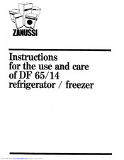 Zanussi DF 65 Instructions For Use Manual