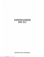 Zanussi DW 917 Instruction Booklet