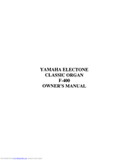 Yamaha Electone F-400 Owner's Manual