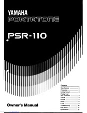 Yamaha PortaTone PSR-110 Owner's Manual