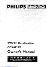 Philips/Magnavox CCX092AT Owner's Manual