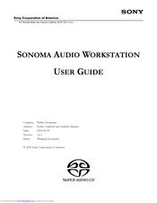 Sony SONOMA AUDIO WORKSTATION User Manual