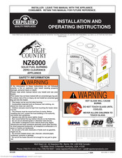 Napoleon High Country NZ6000 Installation And Operating Instructions Manual
