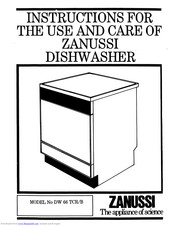 Zanussi DW 66 TCR Instructions For Use And Care Manual