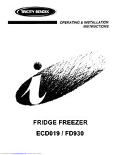 TRICITY BENDIX FD930AL Operating & Installation Instructions Manual
