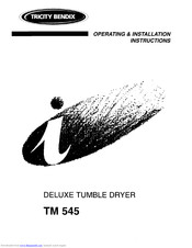 Tricity Bendix TM 545 Operating And Installation Instructions