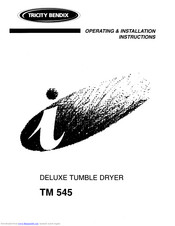 TRICITY BENDIX TM 545 Operating And Installation Instructions