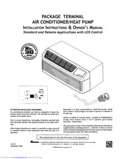 Amana PTH123E Series Installation Instructions & Owner's Manual