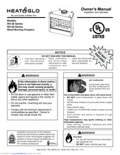 Heat & Glo Wood Burning Fireplace RH-36 Series Owner's Manual