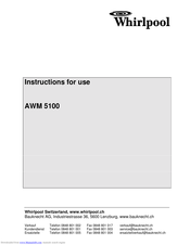 Whirlpool AWM 5100 Instructions For Use Manual