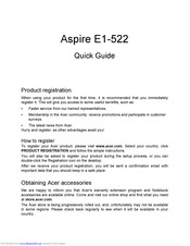 Acer Aspire E1-522 Quick Manual