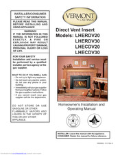 Vermont Castings LHERDV20 Owners Installation And Operating Manual