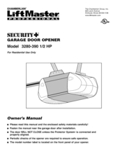 Chamberlain LiftMaster Security+ 3280-390 User Manual