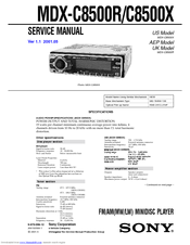Sony MDX-C8500R Service Manual