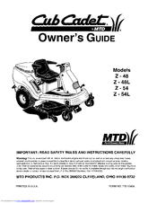 MTD Cub Cadet Z-48L Owner's Manual