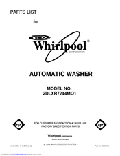 Whirlpool 2DLXR7244MQ1 Parts List